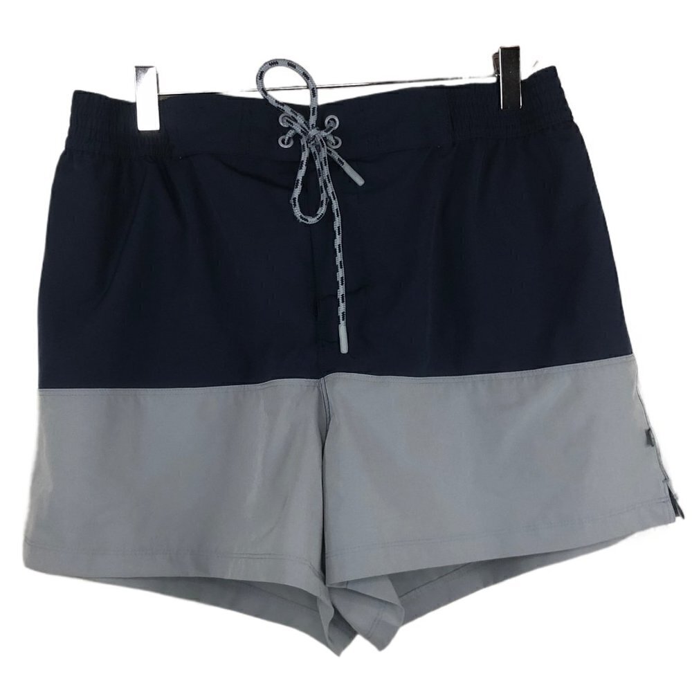 Ocean + Coast Navy Blue & Gray Color Block Swim Shorts‎ Men's Size XL